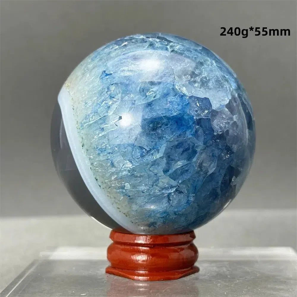 Blue Agate Sphere + Base