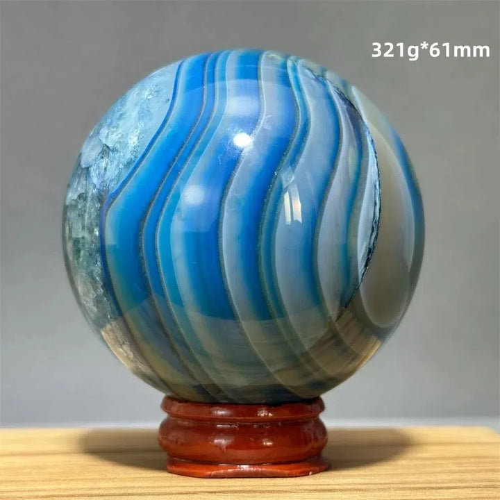 Blue Agate Sphere + Base