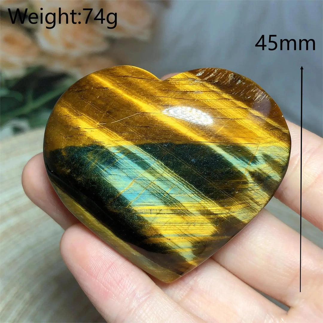 Blue And Yellow Tiger Eye Heart