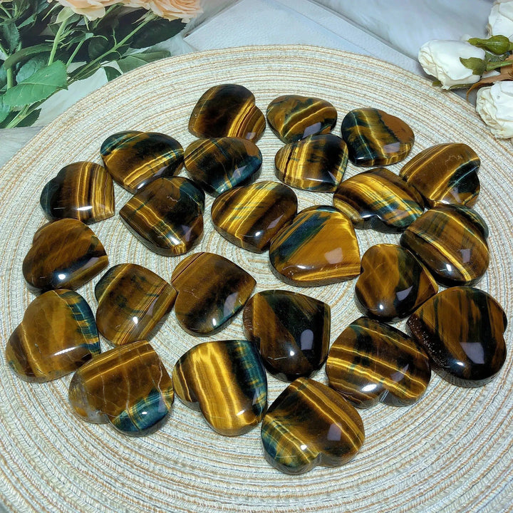 Blue And Yellow Tiger Eye Heart