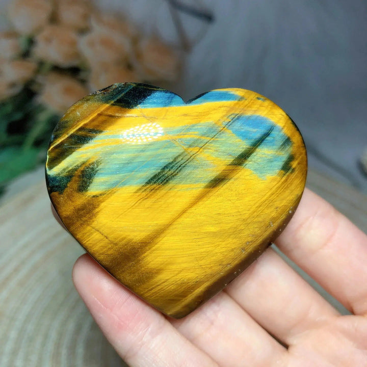 Blue And Yellow Tiger Eye Heart