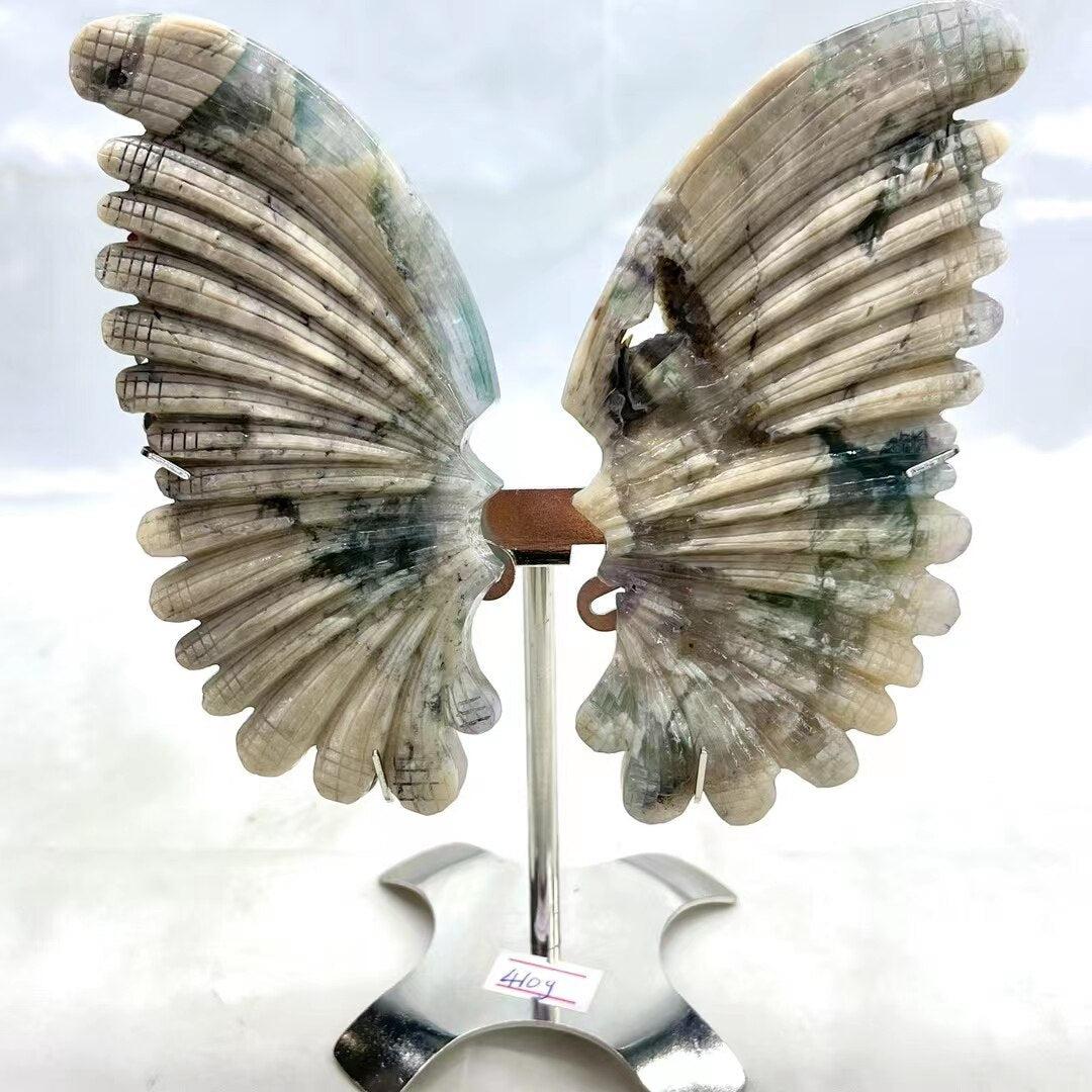 Blue Aquamarine Butterfly Wings with Stand