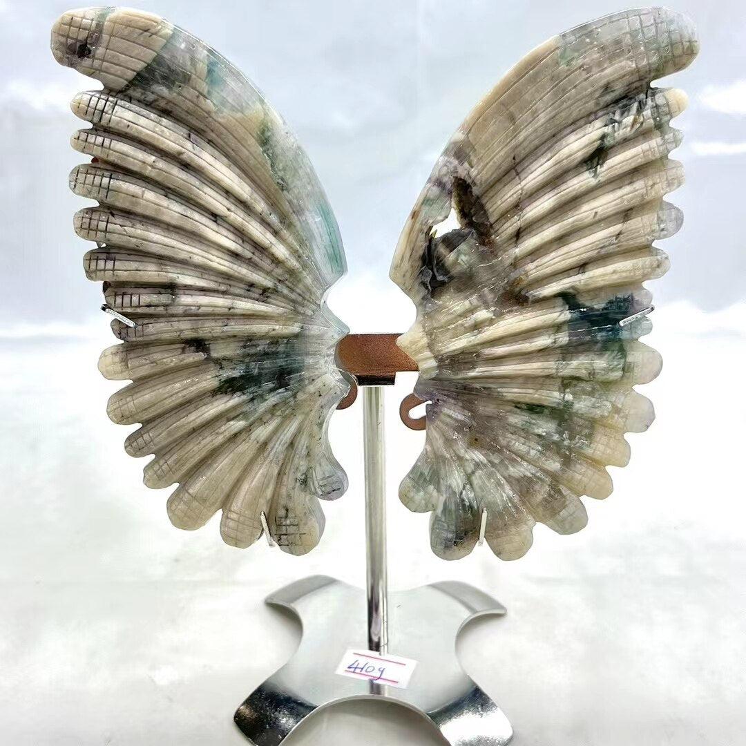 Blue Aquamarine Butterfly Wings with Stand