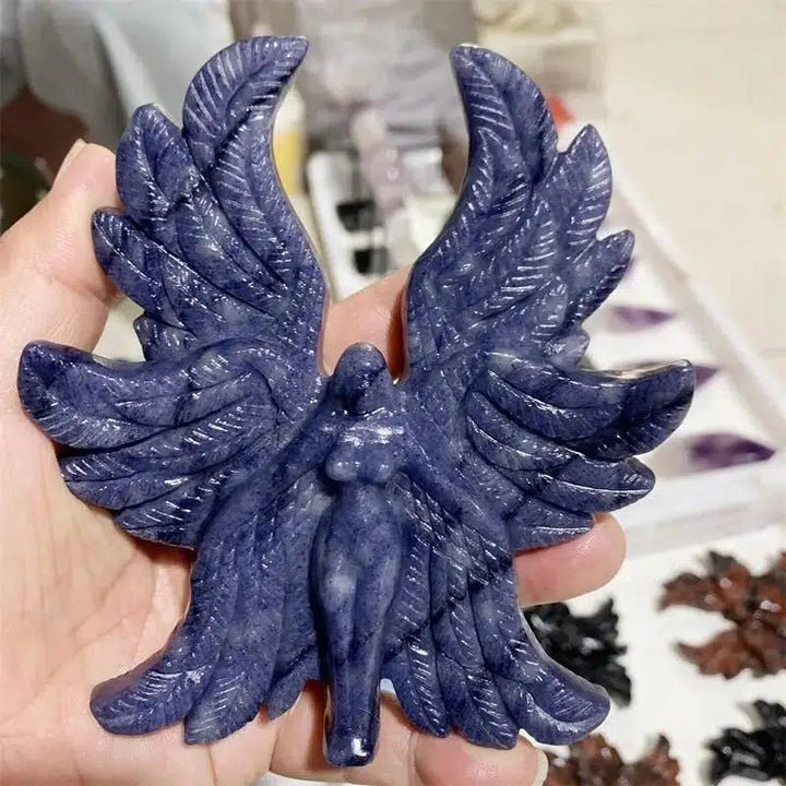 Blue Aventurine Seraph Angel Carving