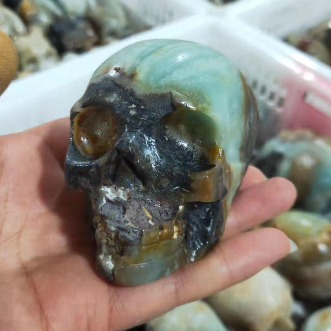 Blue Calcite Hand Carved Skull