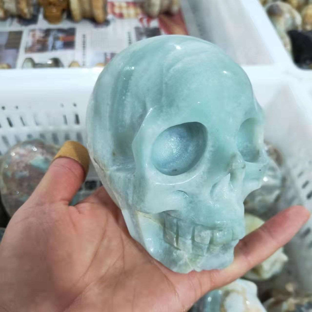 Blue Calcite Hand Carved Skull