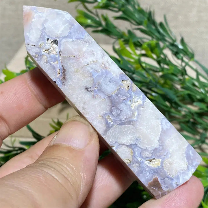 Blue Flower Agate Druzy Tower