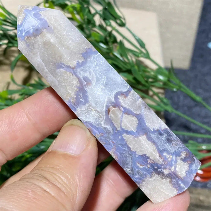 Blue Flower Agate Druzy Tower