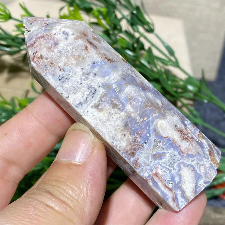 Blue Flower Agate Druzy Tower