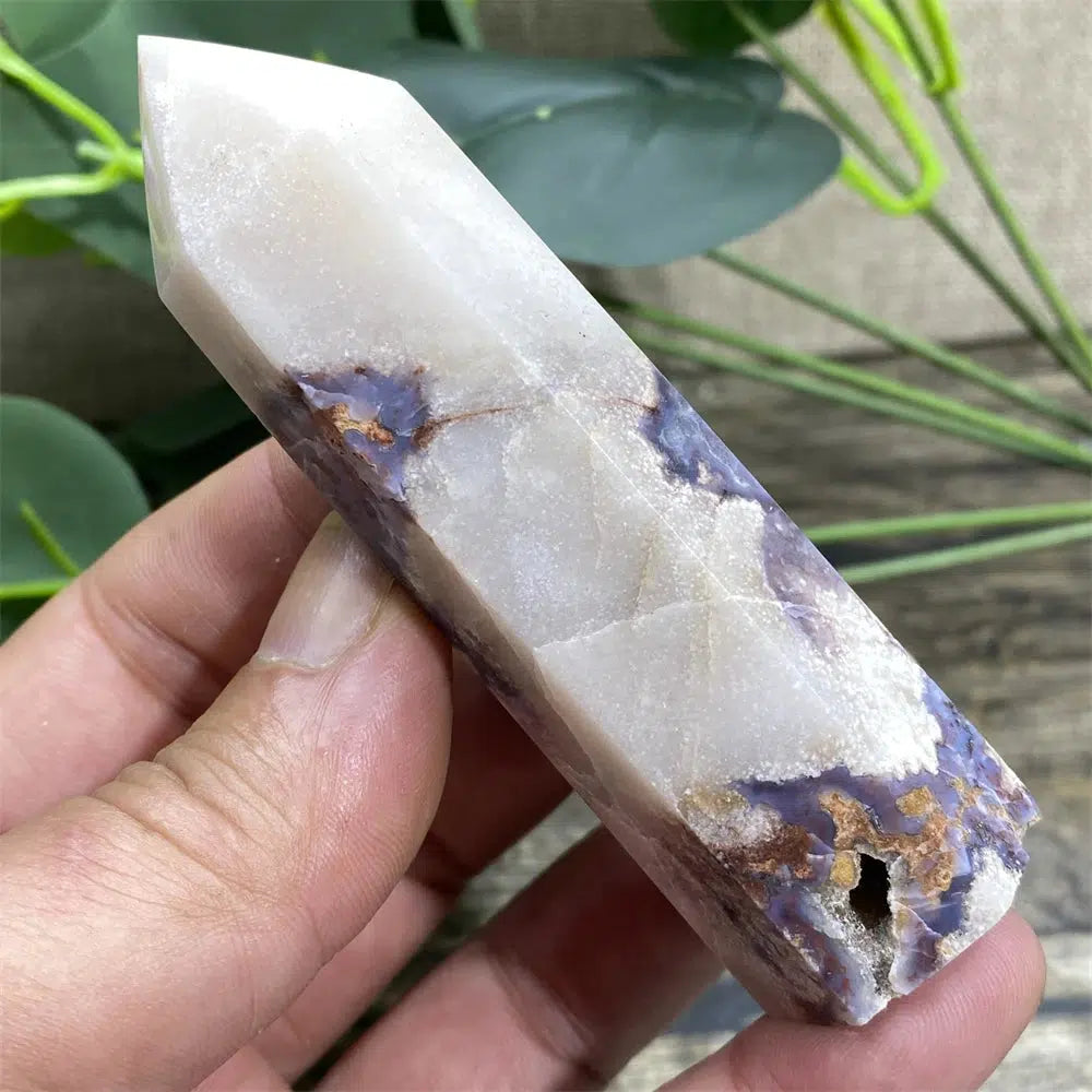 Blue Flower Agate Druzy Tower