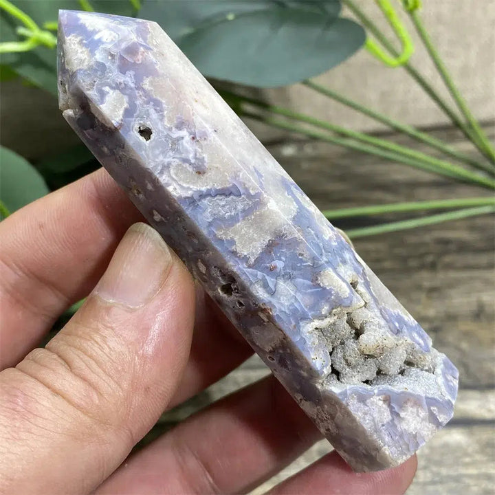 Blue Flower Agate Druzy Tower