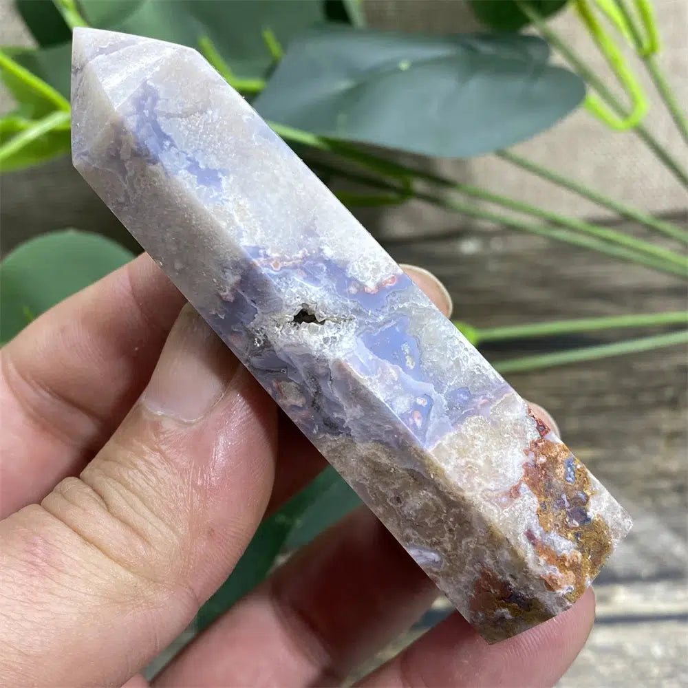 Blue Flower Agate Druzy Tower