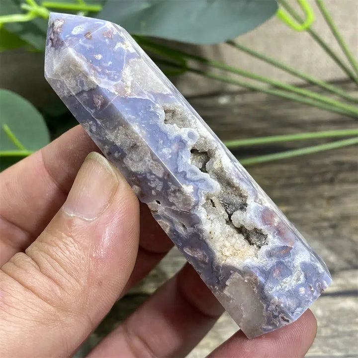 Blue Flower Agate Druzy Tower