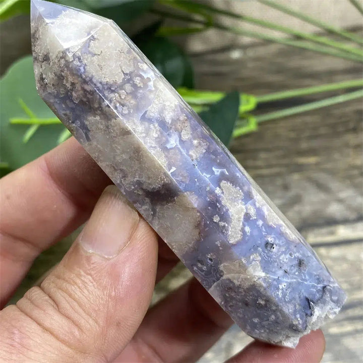 Blue Flower Agate Druzy Tower