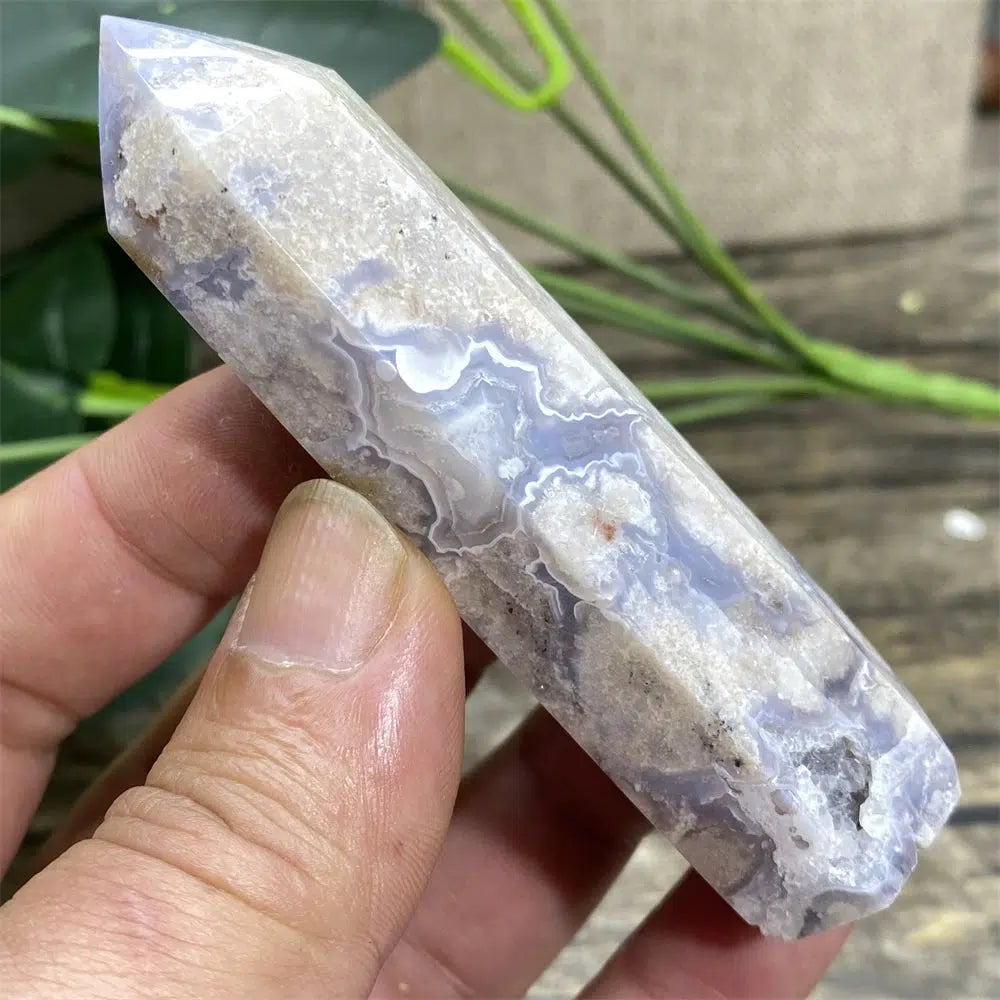 Blue Flower Agate Druzy Tower