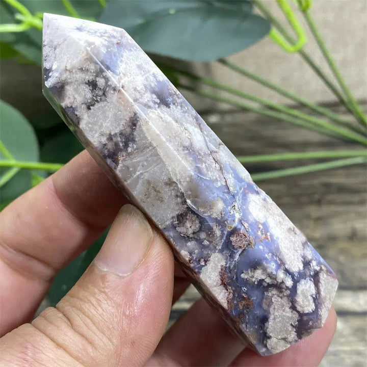 Blue Flower Agate Druzy Tower