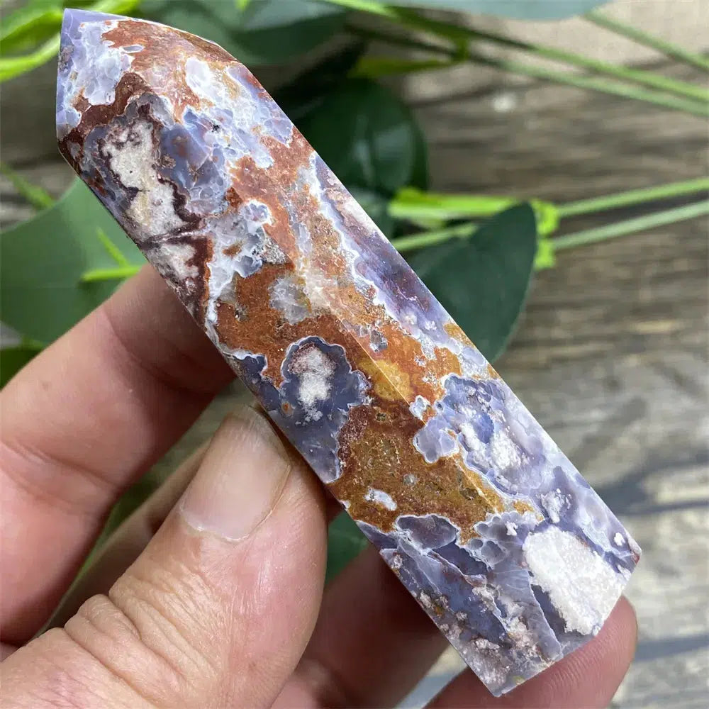 Blue Flower Agate Druzy Tower