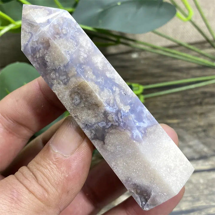 Blue Flower Agate Druzy Tower