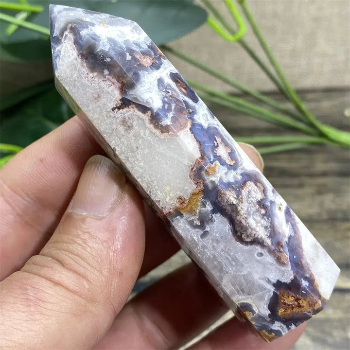 Blue Flower Agate Druzy Tower