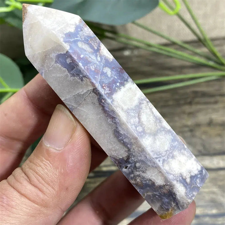 Blue Flower Agate Druzy Tower