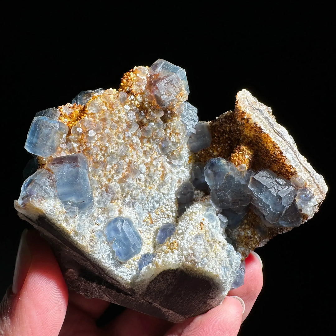 Blue Fluorite with Quartz Cluster