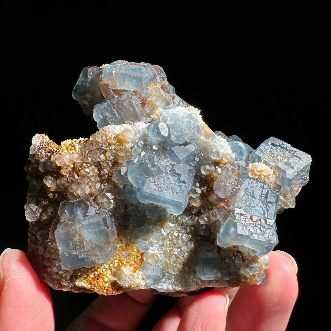 Blue Fluorite with Quartz Cluster