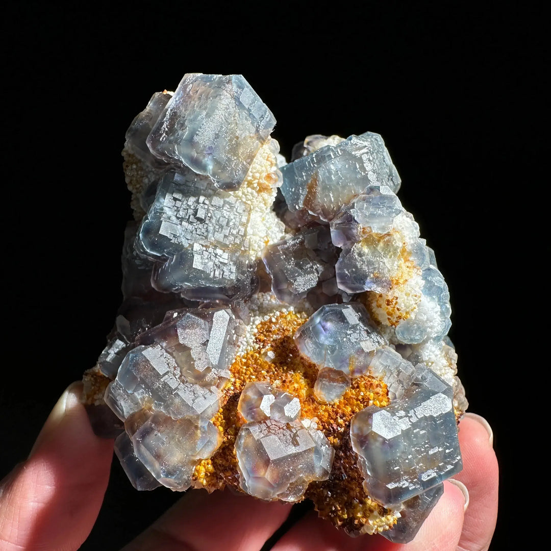 Blue Fluorite with Quartz Cluster