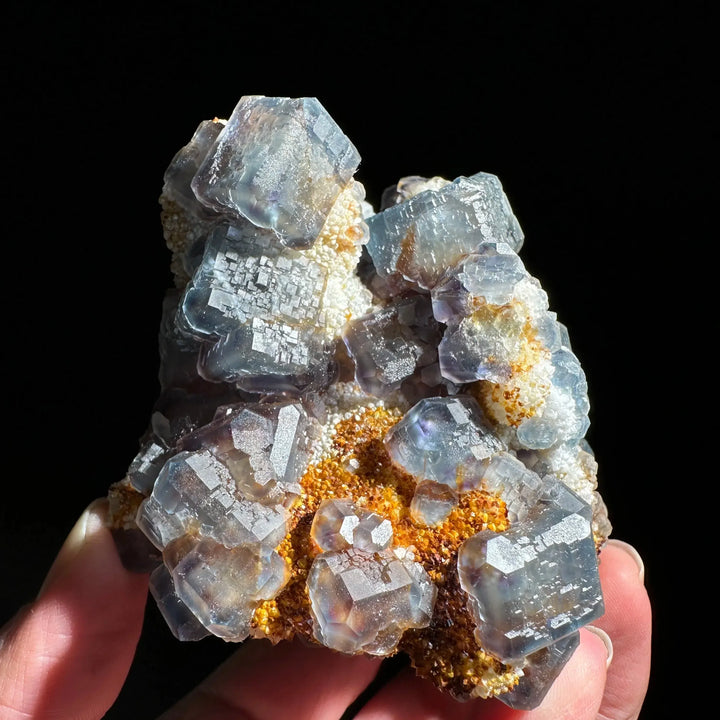 Blue Fluorite with Quartz Cluster