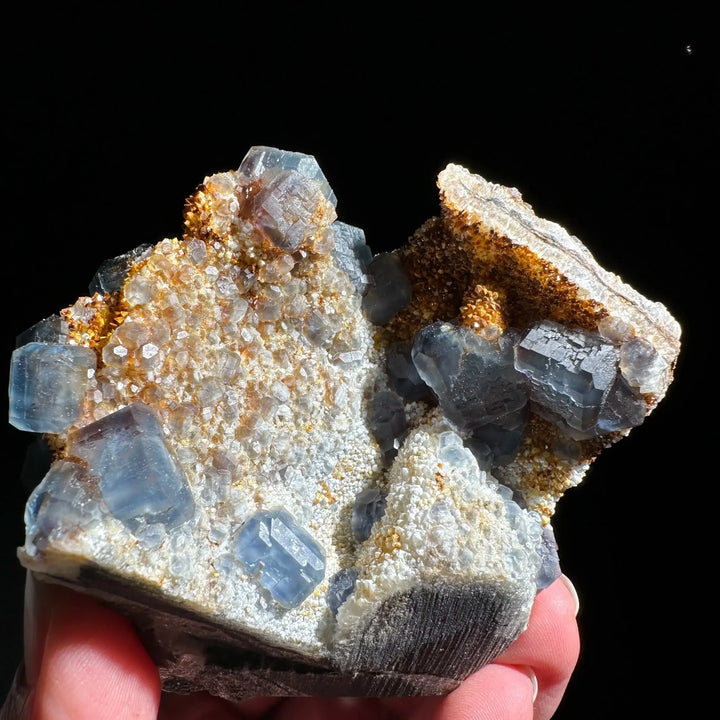 Blue Fluorite with Quartz Cluster