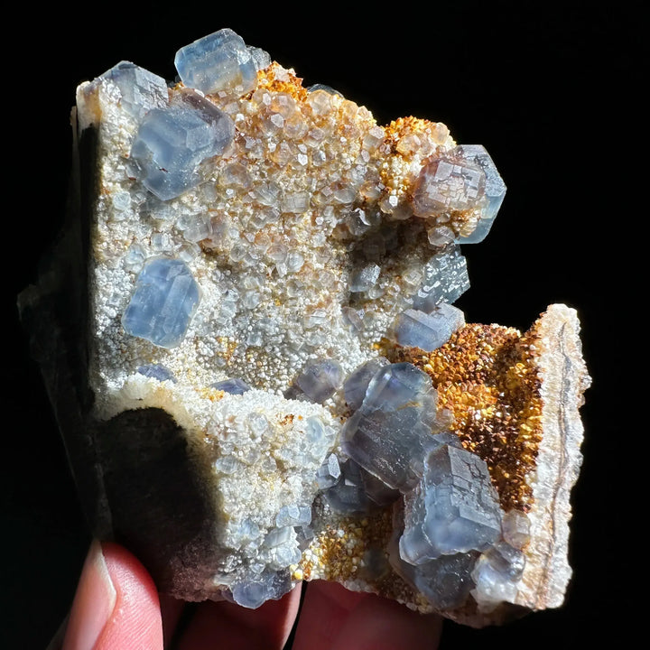 Blue Fluorite with Quartz Cluster