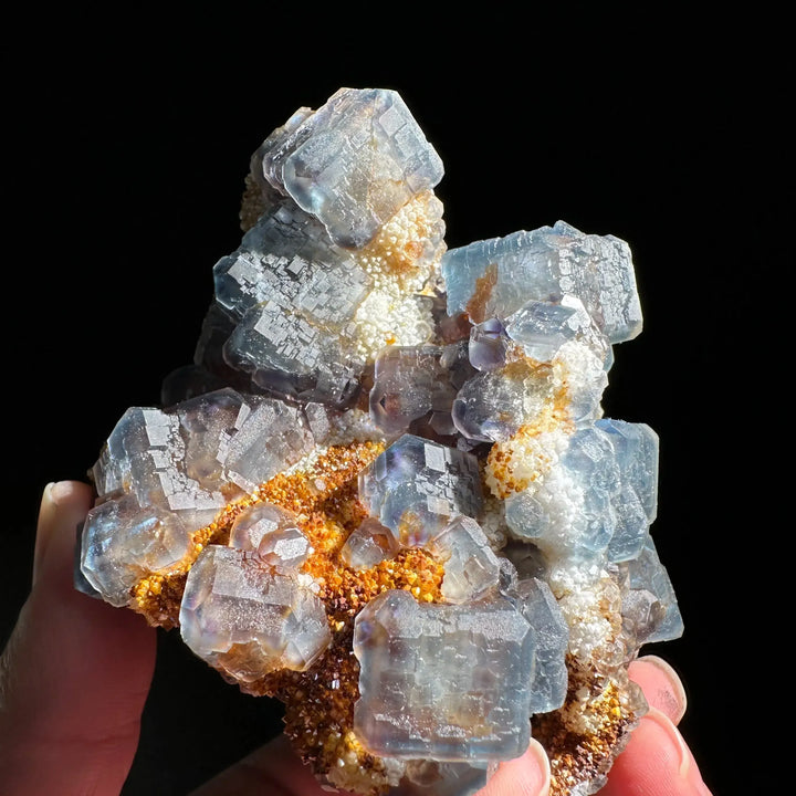 Blue Fluorite with Quartz Cluster