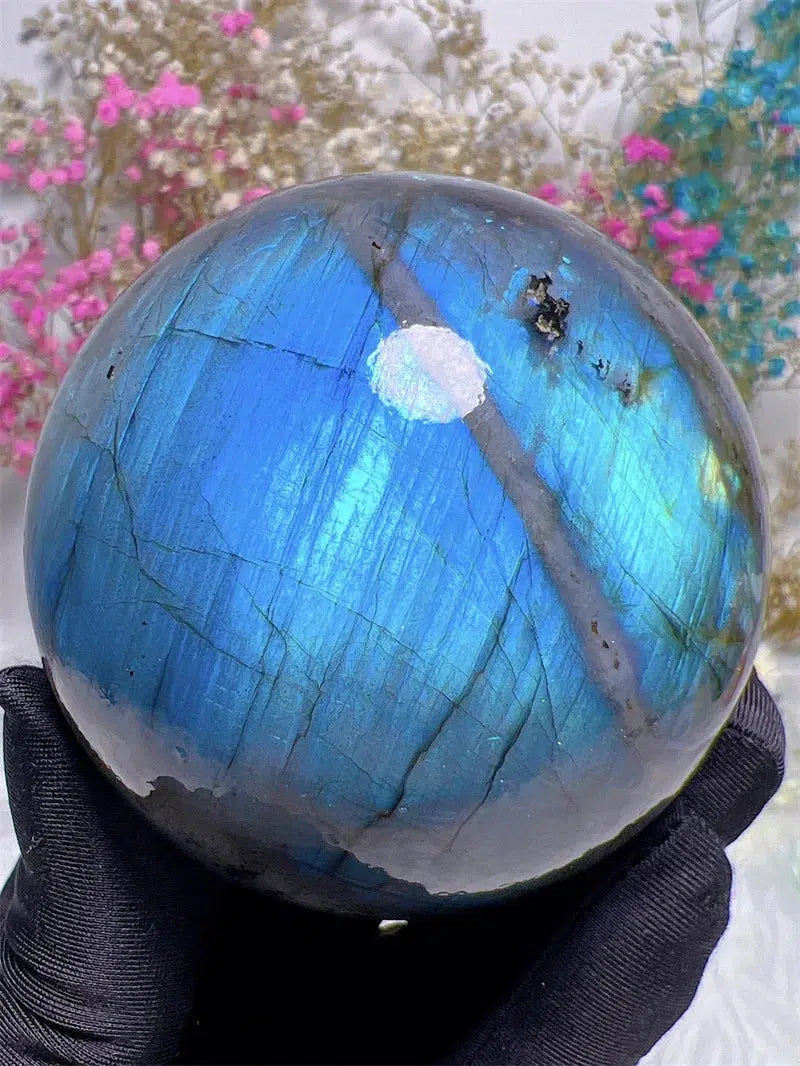 Blue High Flash Labradorite Sphere