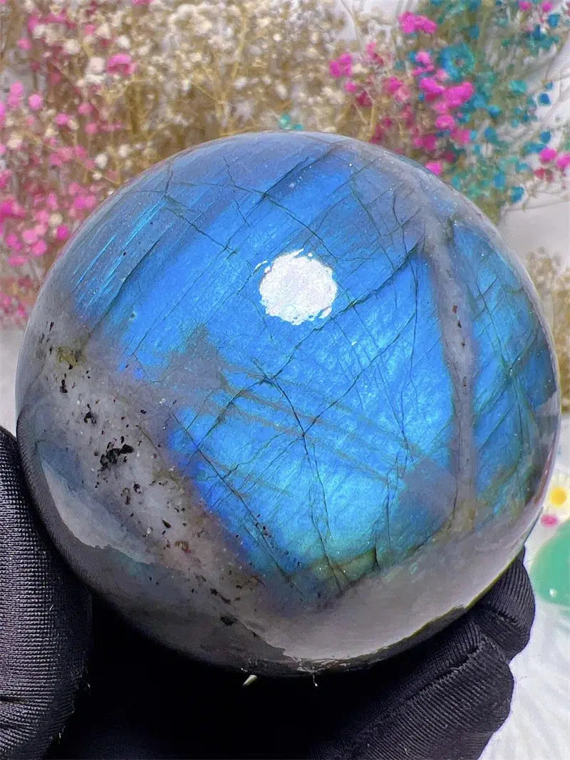 Blue High Flash Labradorite Sphere