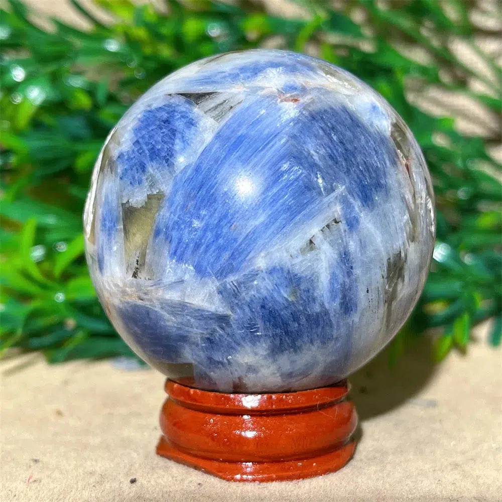 Blue Kyanite Crystal Sphere + Stand