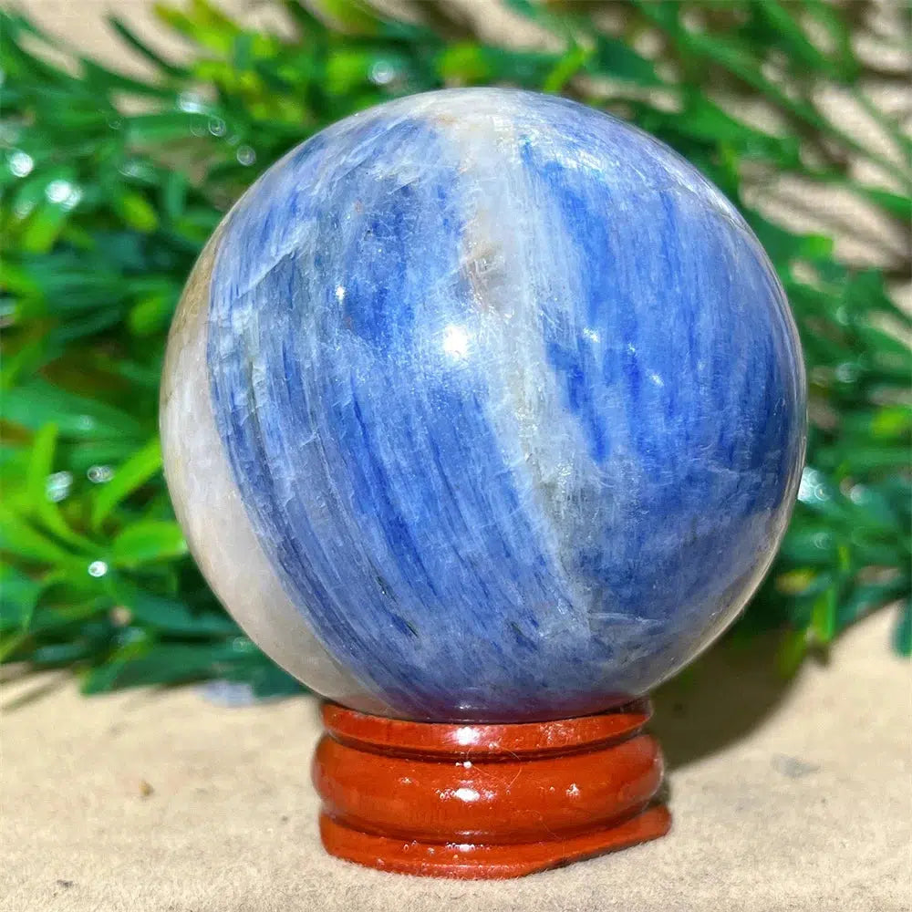 Blue Kyanite Crystal Sphere + Stand