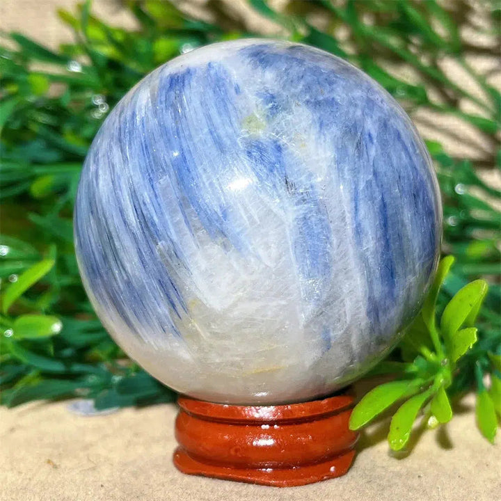 Blue Kyanite Crystal Sphere + Stand