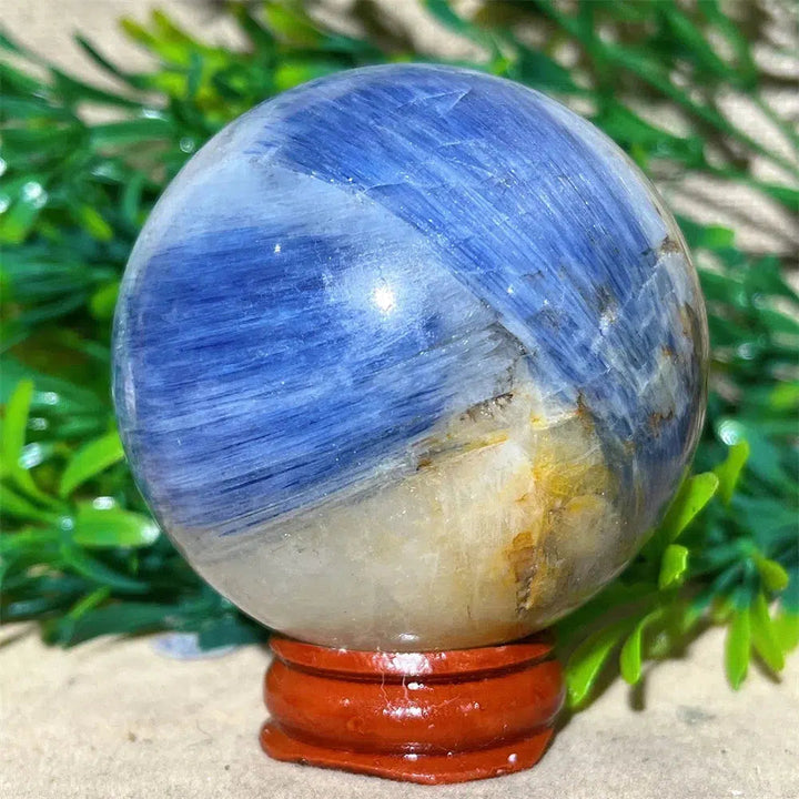 Blue Kyanite Crystal Sphere + Stand