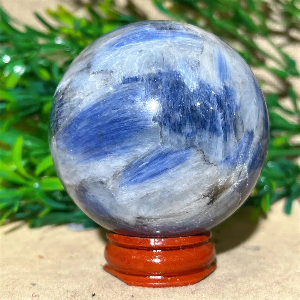 Blue Kyanite Crystal Sphere + Stand