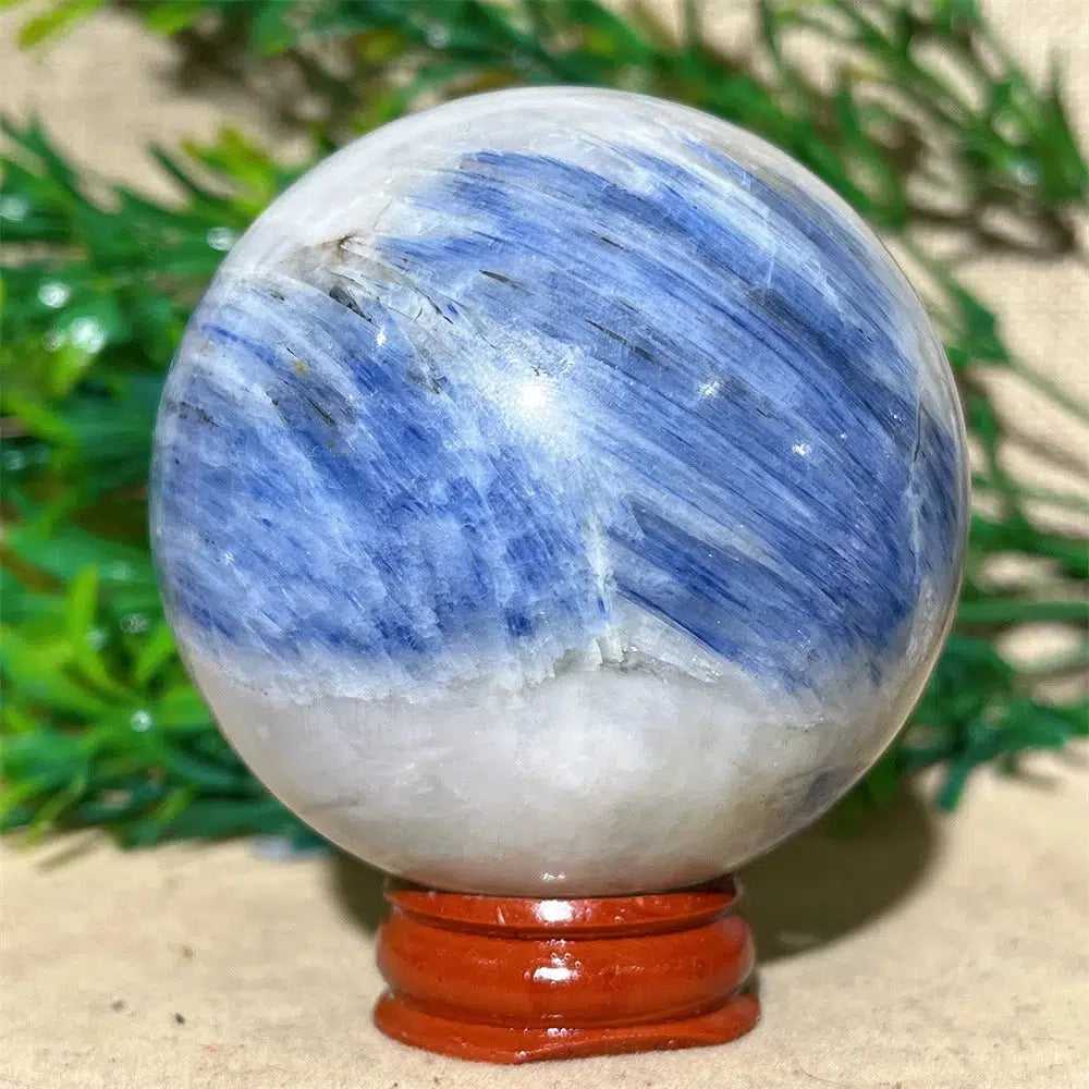 Blue Kyanite Crystal Sphere + Stand