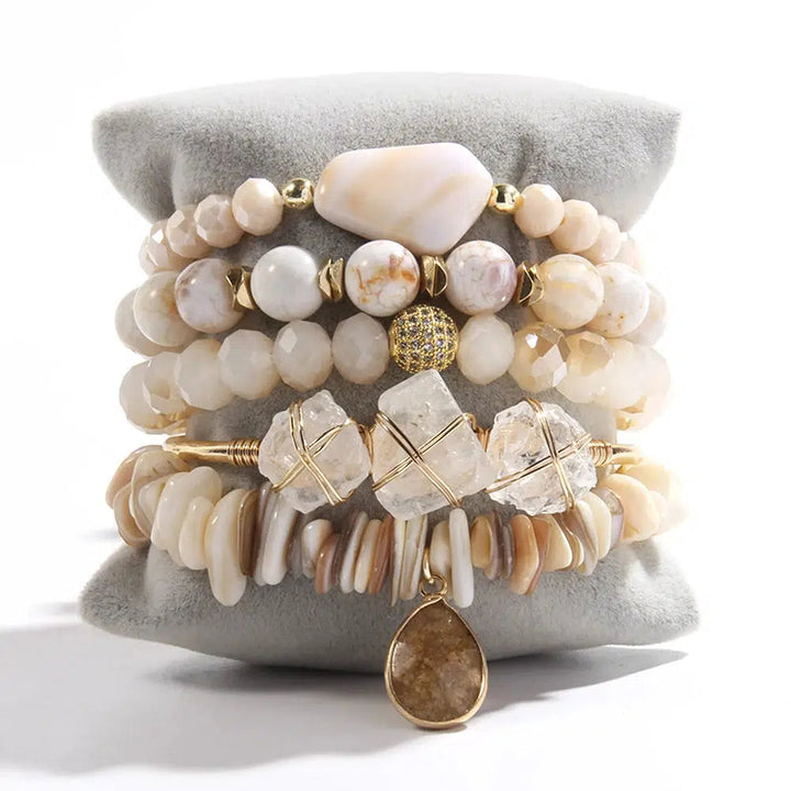 Bohemian Fancy Stone 5pc Stack Bangle