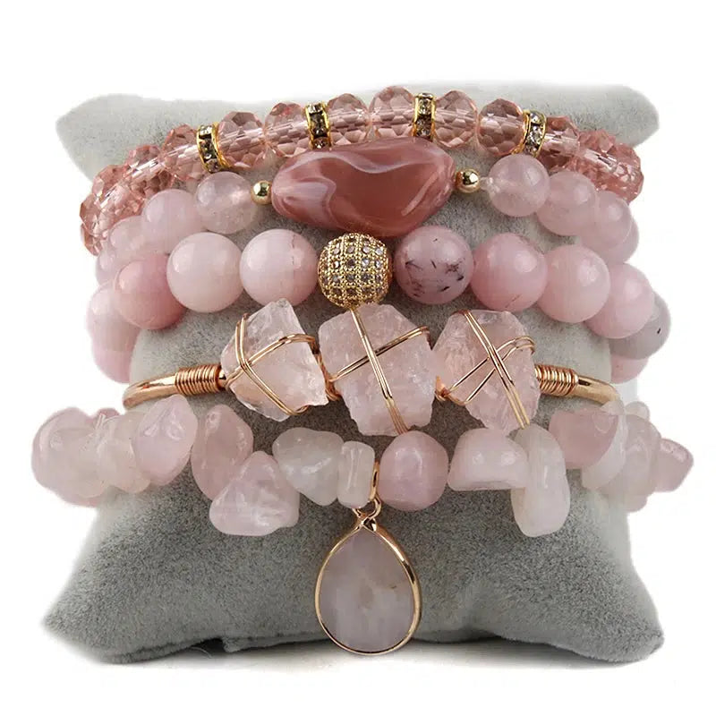 Bohemian Fancy Stone 5pc Stack Bangle