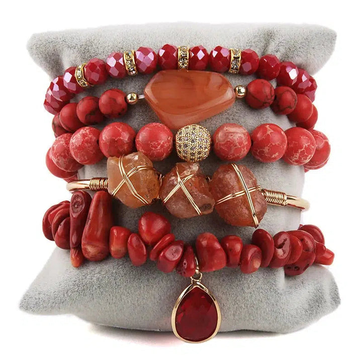 Bohemian Fancy Stone 5pc Stack Bangle