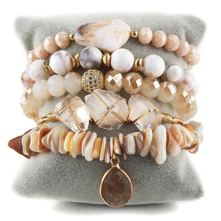 Bohemian Fancy Stone 5pc Stack Bangle