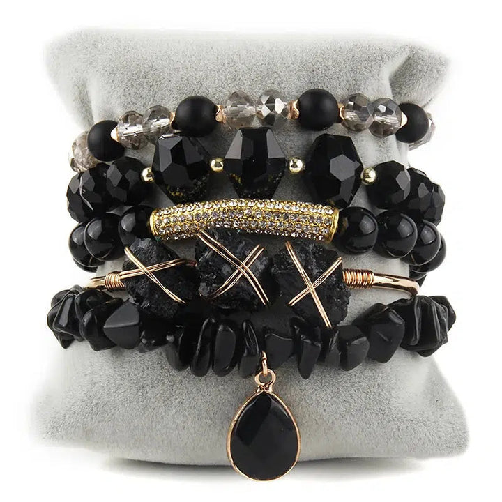 Bohemian Fancy Stone 5pc Stack Bangle