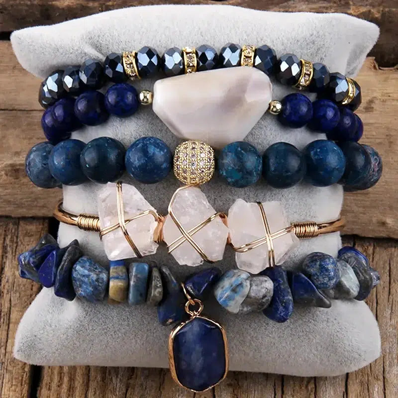 Bohemian Fancy Stone 5pc Stack Bangle