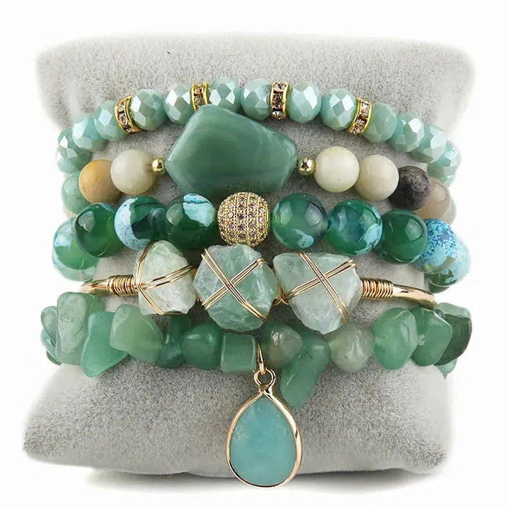 Bohemian Fancy Stone 5pc Stack Bangle