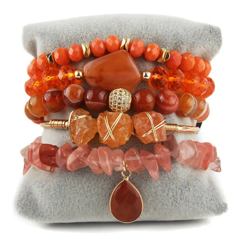 Bohemian Fancy Stone 5pc Stack Bangle