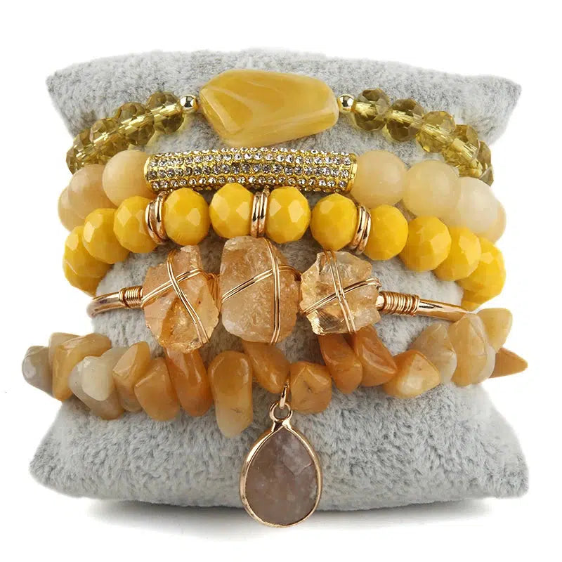 Bohemian Fancy Stone 5pc Stack Bangle