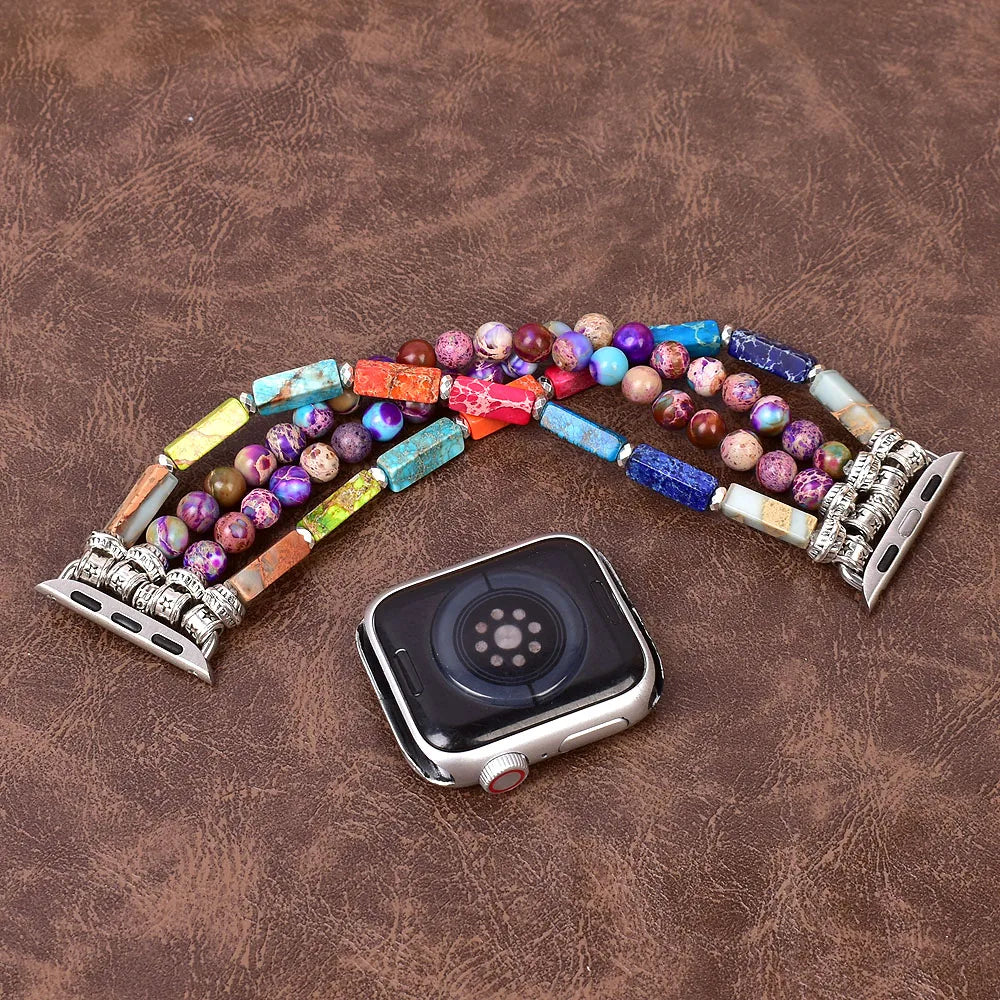 Boho Apple Watch Jasper Beaded Band