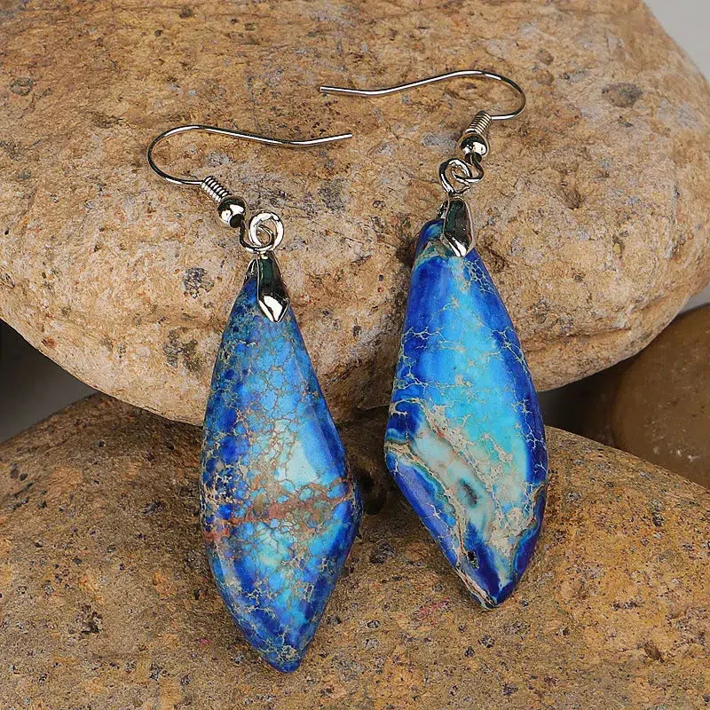 Boho Jasper Dangle Triangle Earrings